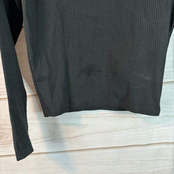 Madewell Black Square-Neck Long-Sleeve Crop Tee in Sleekhold Size XS - Picture 2 of 6